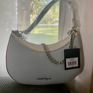 Nanette Lapore White and Pale Blue Shoulder Bag